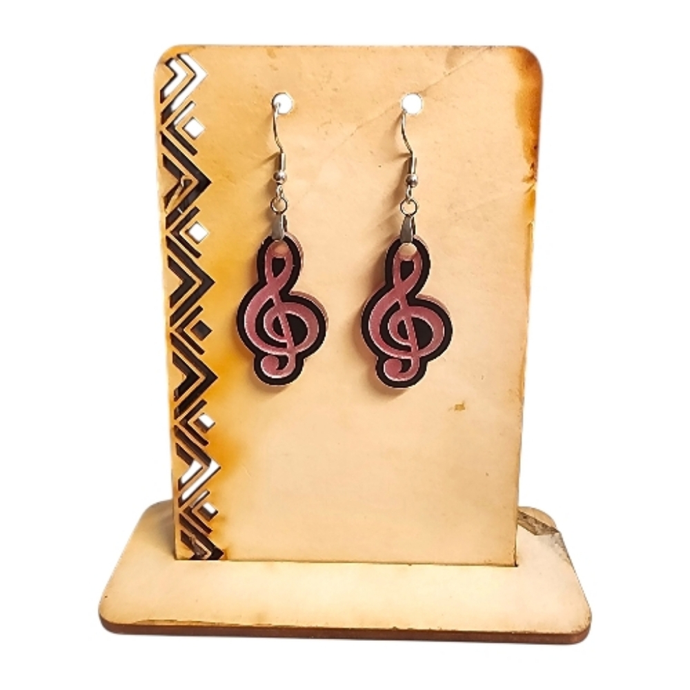 Blush Melody Treble Clef Acrylic Drop Earrings - Picture 3 of 3